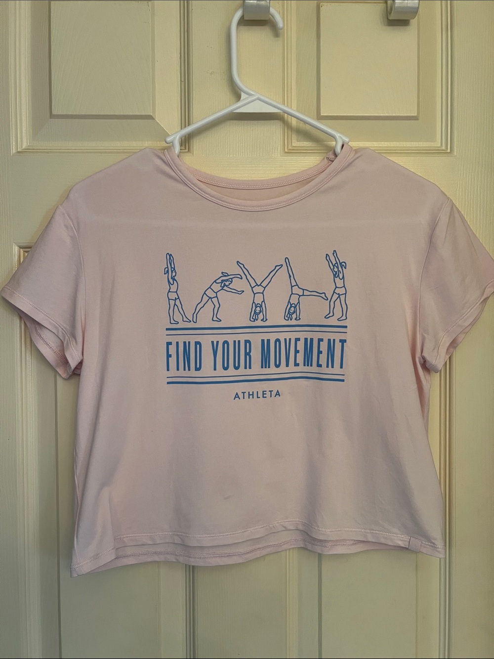 Athleta Kids Light Pink 'Find Your Movement' Tee with Blue Graphic